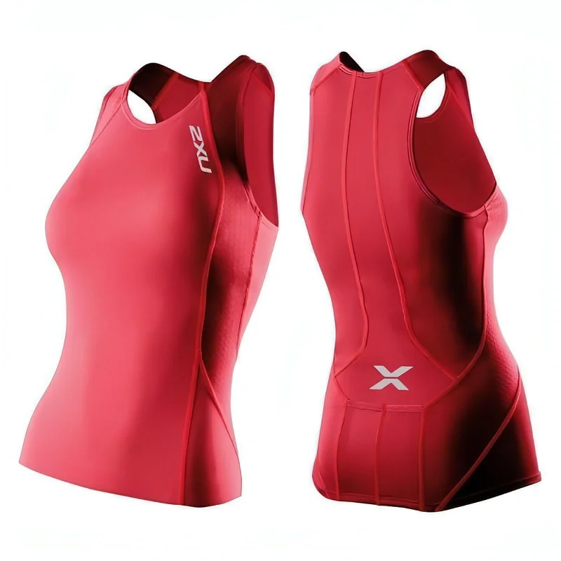 2XU Comp Tri Singlet Womens Triathlon Vest - Red