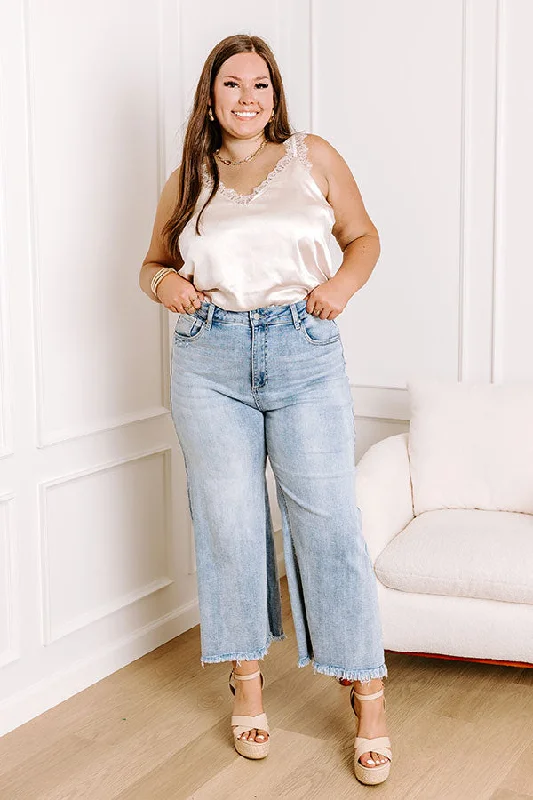 Risen Samantha High Waist Wide Leg Jean in Light Wash Curves