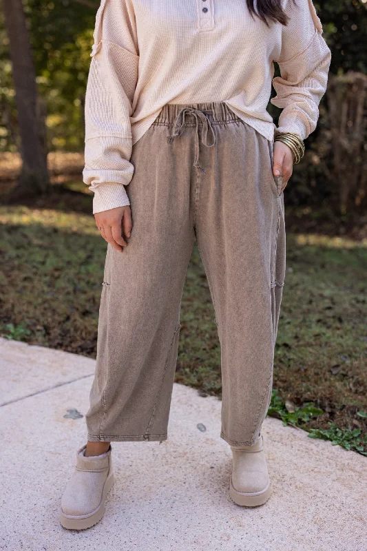 Washed Mocha Barrel Lounge Pants