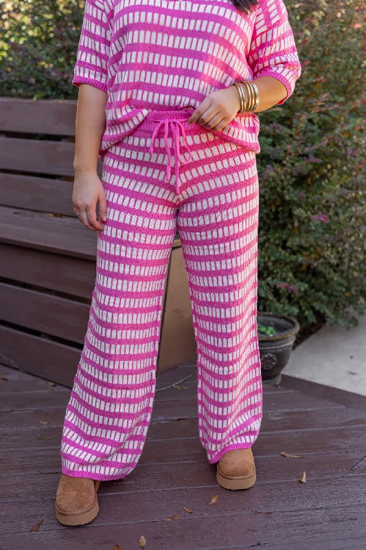 Squared Up Pink Knit Pants