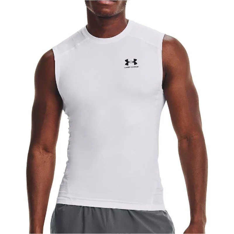 Under Armour HeatGear Armour Mens Sleeveless Compression Top - White