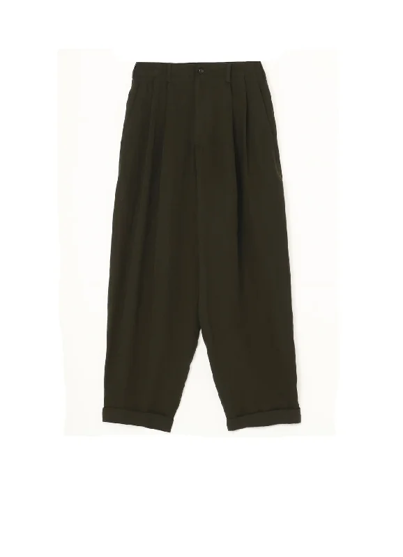 GARMENT-DYED CELLULOSE TWILL DOUBLE PLEATED CUFFED HEM PANTS