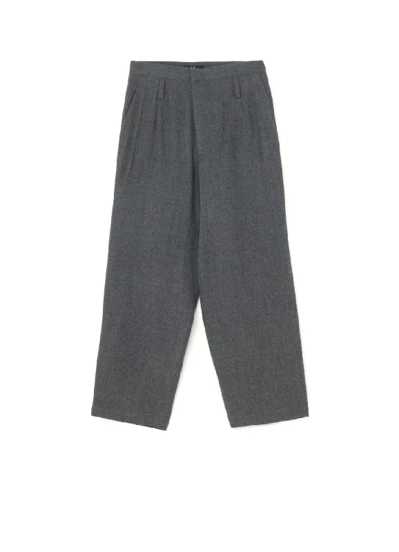 SHRUNKEN WOOL SERGE TAPERED PANTS