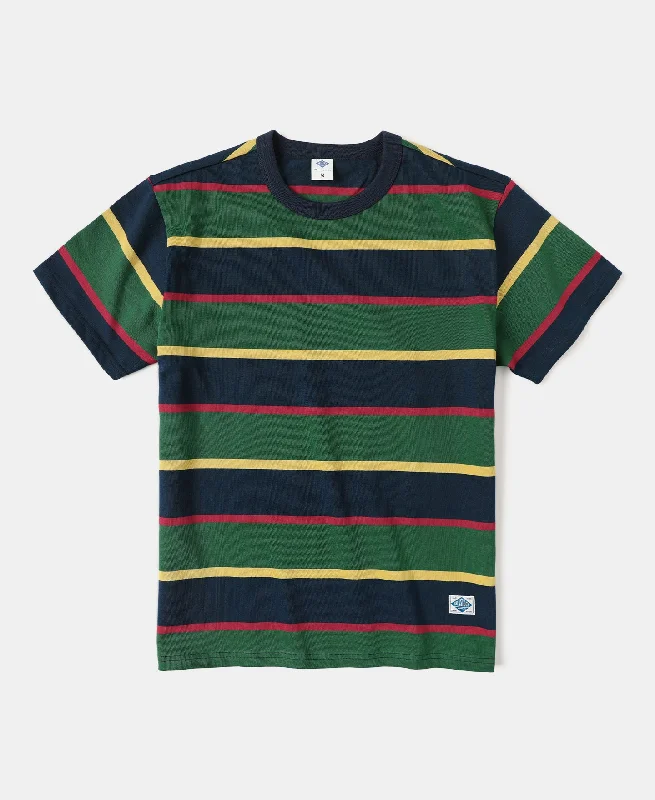 9.8 oz IVY Style Striped T-Shirt - Navy/Green