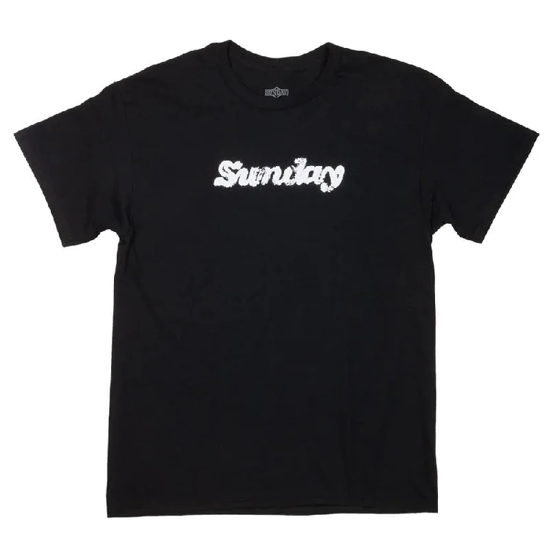 Sunday Hard Print T-Shirt - Black With White Ink