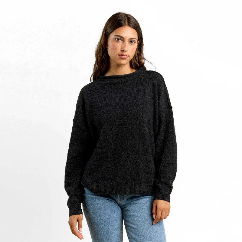 Cozy Knit Mock Neck Sweater | Black