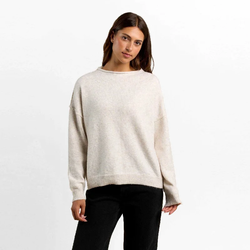 Cozy Knit Mock Neck Sweater | Heather Bone