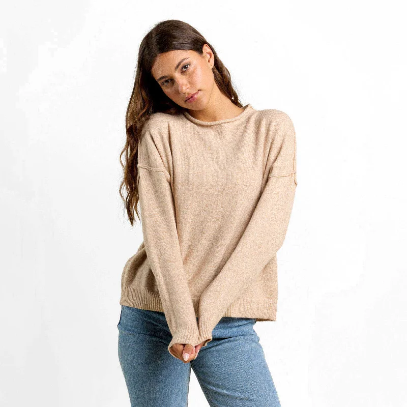 Cozy Knit Mock Neck Sweater | Heather Oat