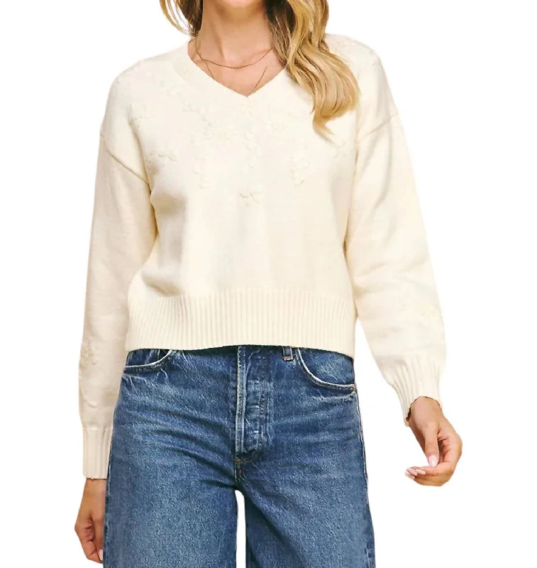 Pearl Embellished Sweater In Ivory