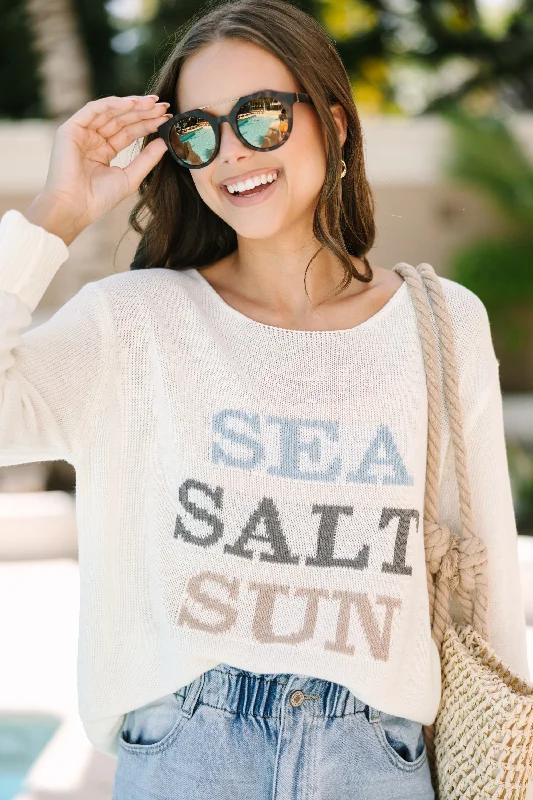 Sea Salt Sun White Graphic Sweater