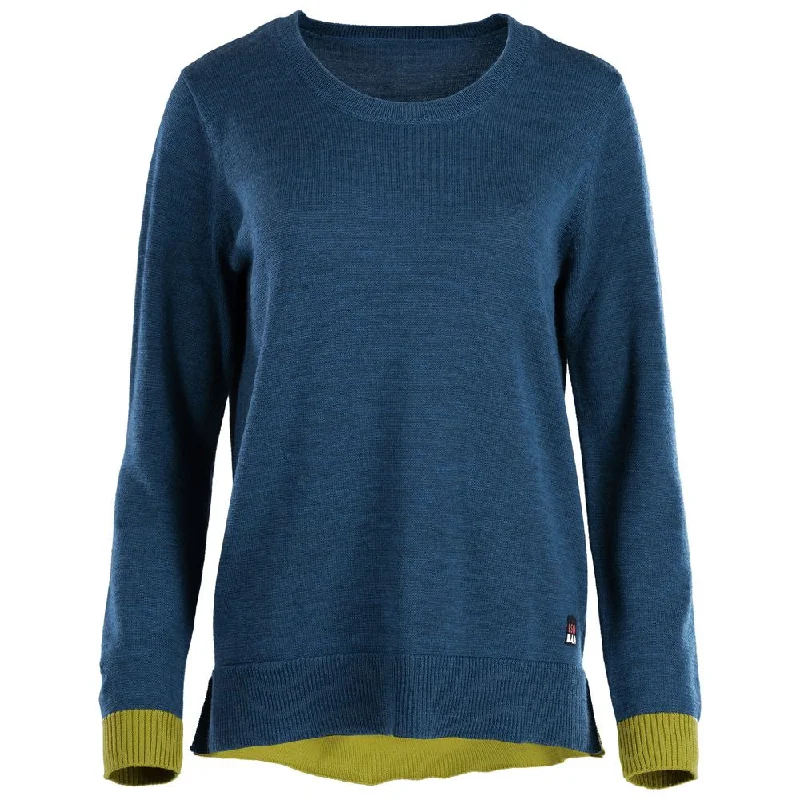 Womens Merino Crew Sweater (Petrol/Lime)