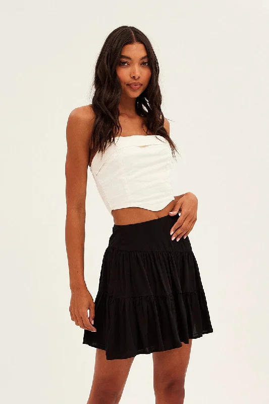 Black Flare Skirt Mini High Rise