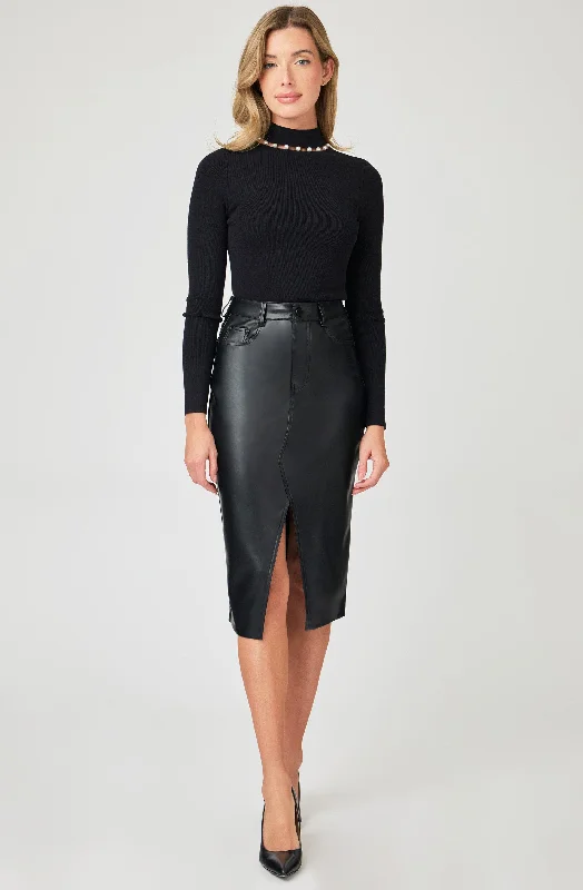 PU Leather Skirt with Slit