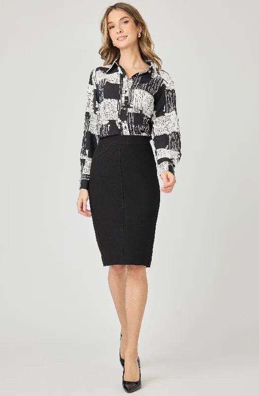 Fitted Pencil Skirt With Middle Seam