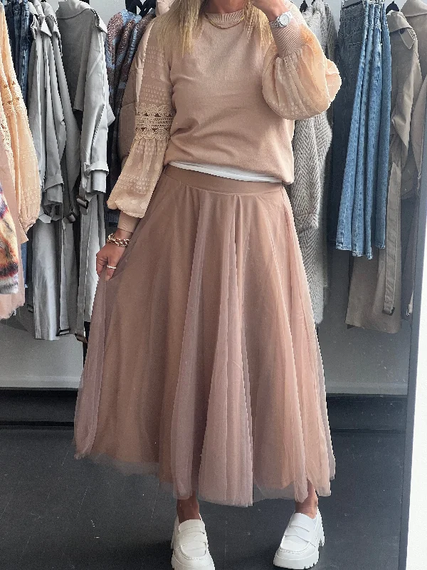 Mesh Tulle Jubilee Skirt -Tan