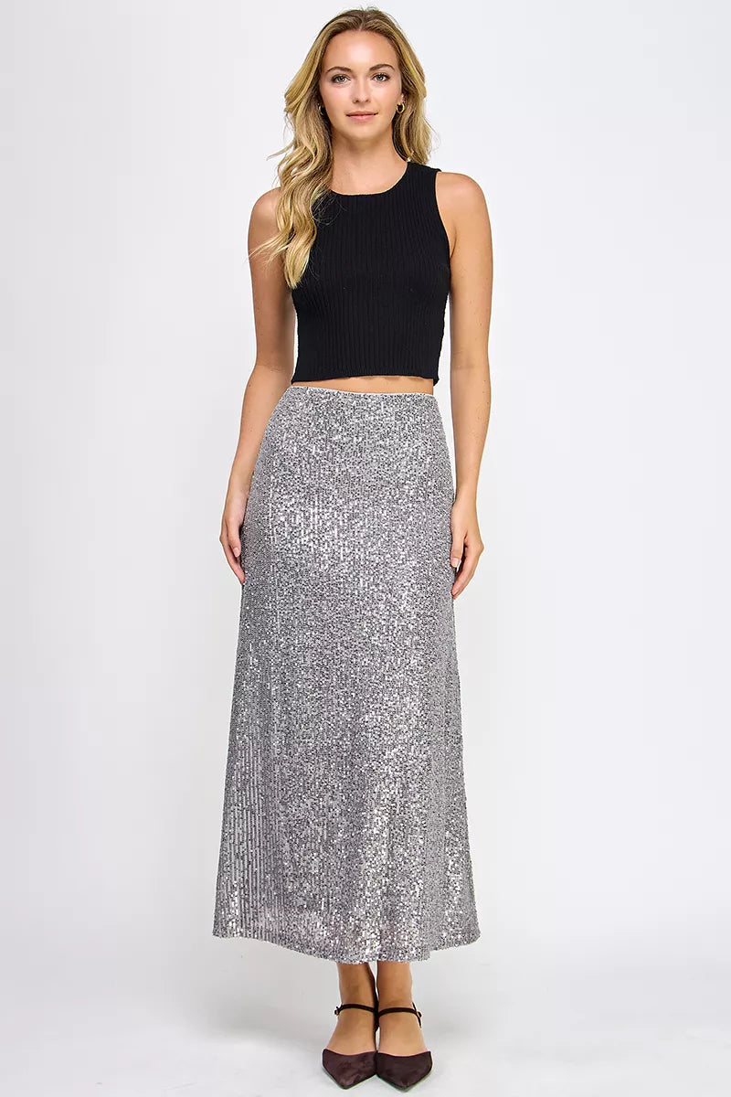 SEQUIN A LINE MAXI SKIRT