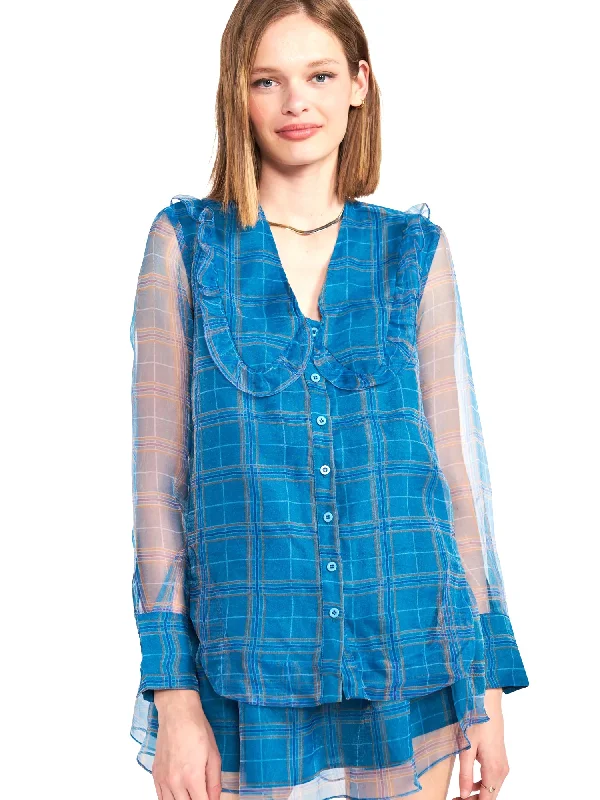 En Saison Plaid Organza Blouse