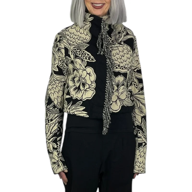 FLORAL JACQUARD CROP JACKET