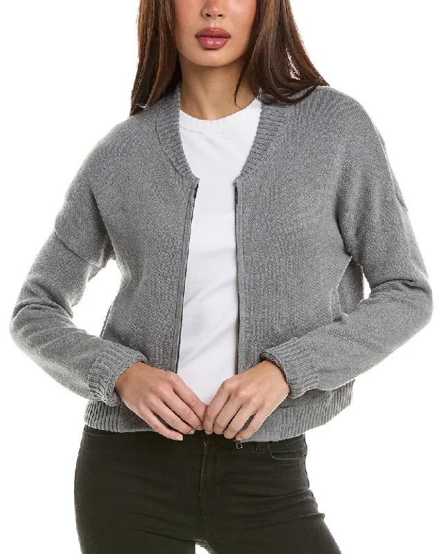 Hannah Rose Terry Zip Cashmere-Blend Bomber Jacket