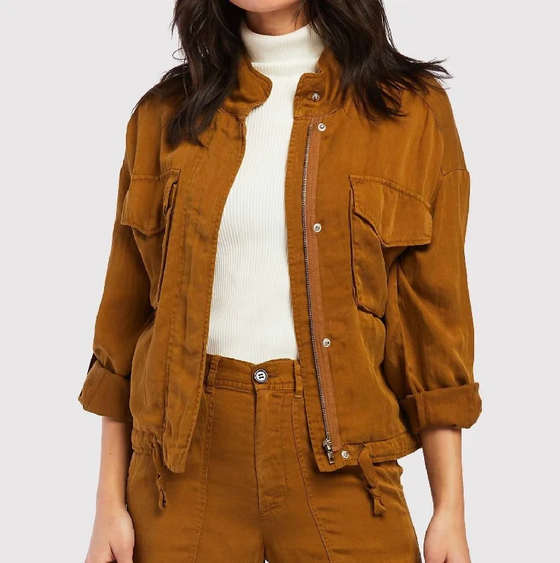 Rogue Roll Tab Sleeve Jacket In Golden Brown