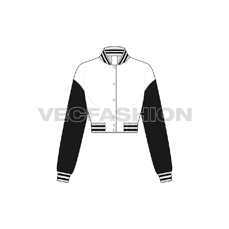 Women Crop Varsity Jacket