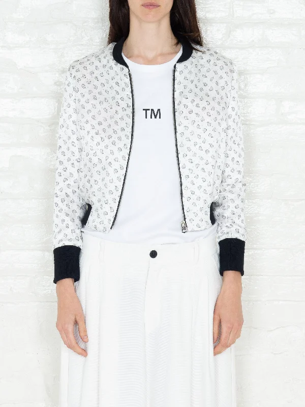 "The Classic Bomber" 3/4 in White & Black Print