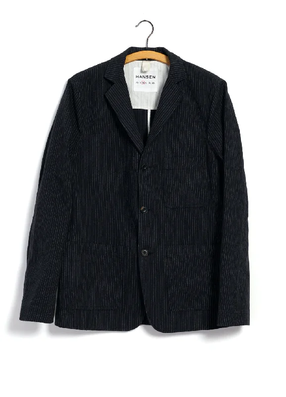 CHARLIE 28-32-2 | Easy Three Button Blazer | Black Pin