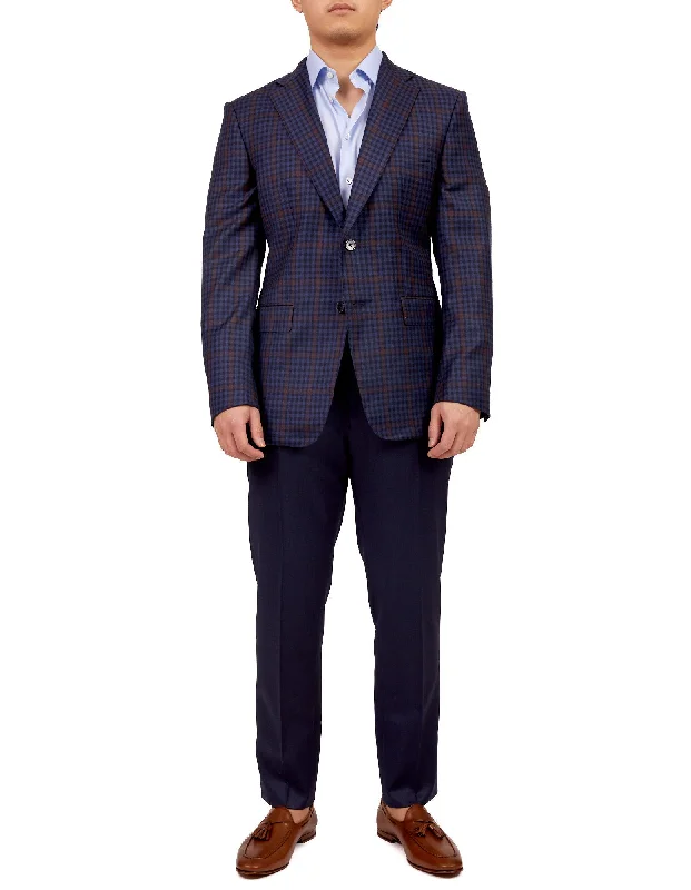 HENRY SARTORIAL X DORMEUIL Full Canvas Check Jacket NAVY MULTI REG