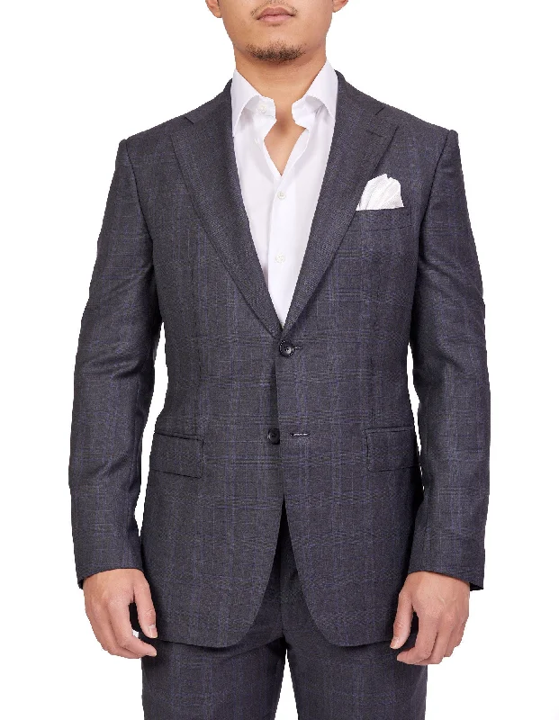 HENRY SARTORIAL Dun Full Canvas Check Suit GREY REG