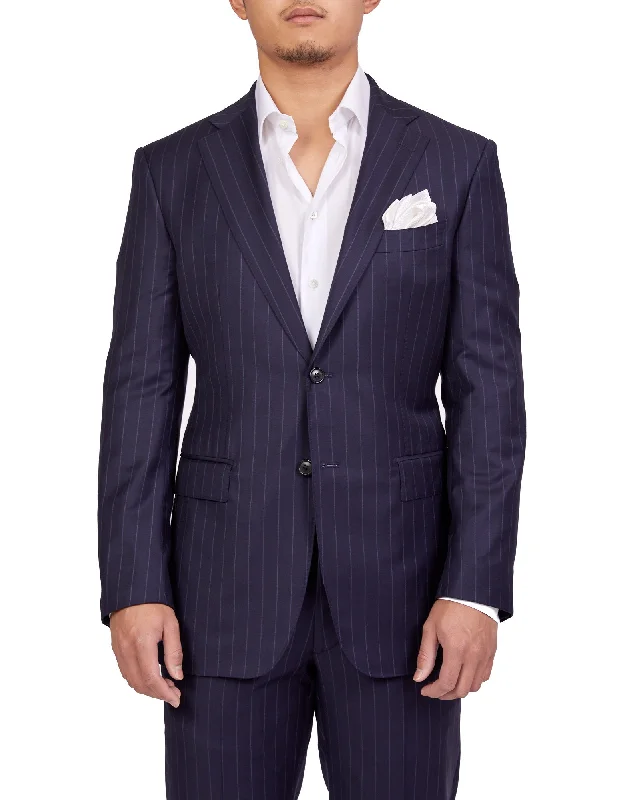 HENRY SARTORIAL Dun Full Canvas R-Stripe Suit NAVY REG