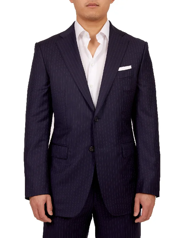 HENRY SARTORIAL Dun Full Canvas Stripe Suit NAVY REG