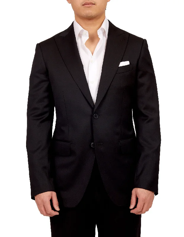 HENRY SARTORIAL Graduate Peak Lapel Suit BLACK REG