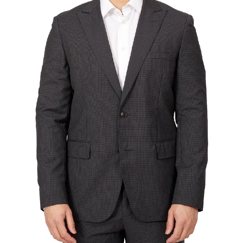 HENRY SARTORIAL Peak Lapel Micro Check Suit GREY REG