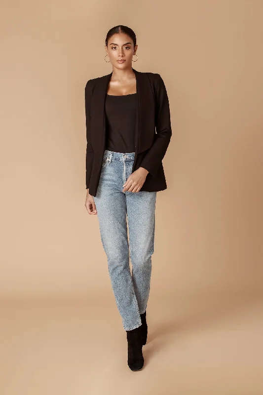 Shawl Collared Boyfriend Blazer in Black