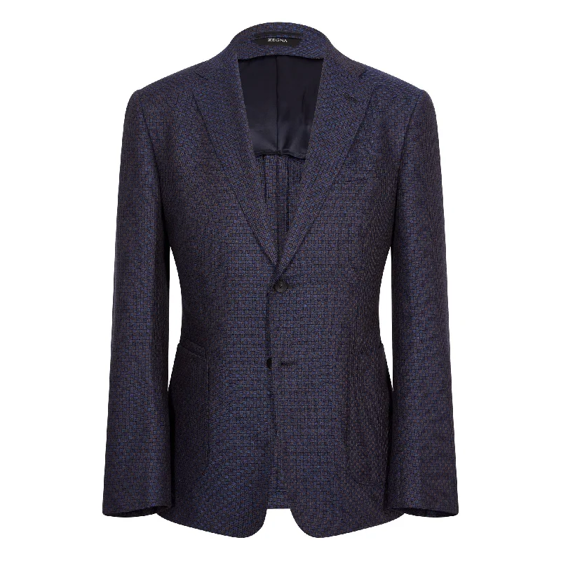 Z ZEGNA Pure Silk Batavia Blazer Jacket NAVY