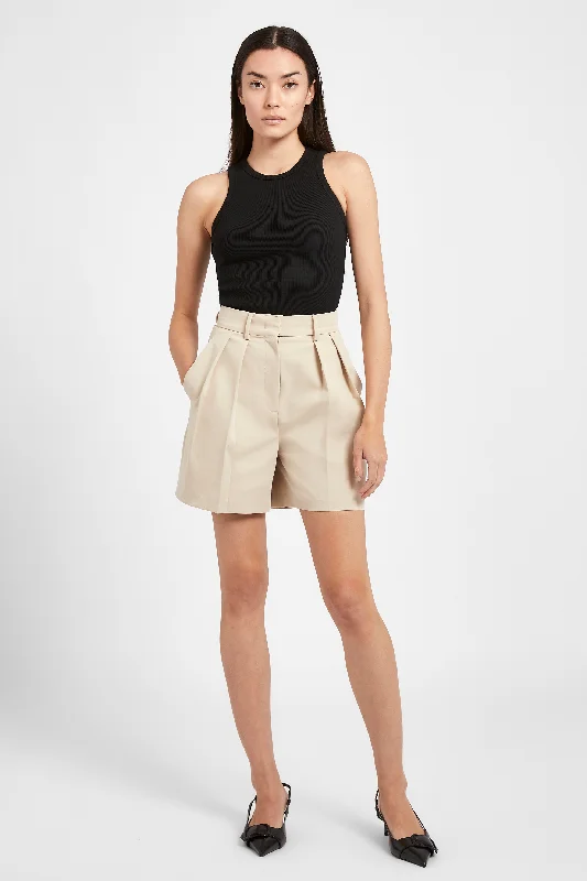 High Waisted Dad Shorts - Sand